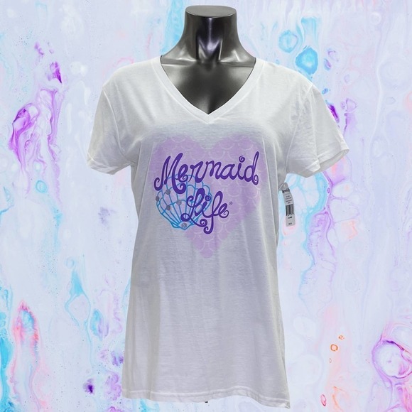 MERMAID Life Short Sleeve V-neck Graphic T-Shirt - Picture 9 of 10